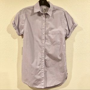 Aritzia Talula Oxford boyfriend purple stripe xxs